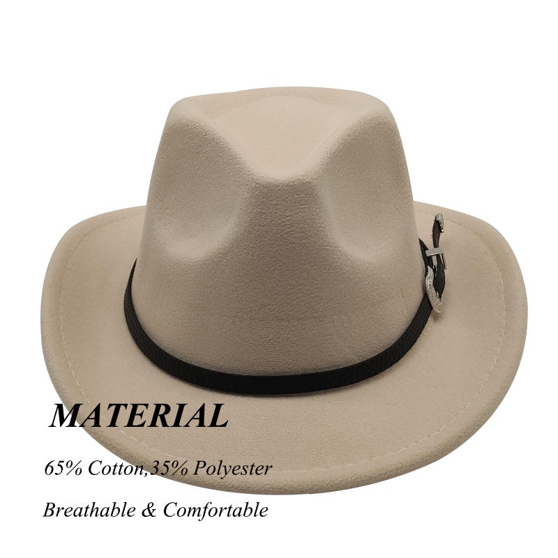 Willheoy Kids Cowboy Hat for Girls Boys Unisex Western Cowgirl Hat with Buckle Belt Wide Brim Fedora Hat Dress Up Costume - Image 2